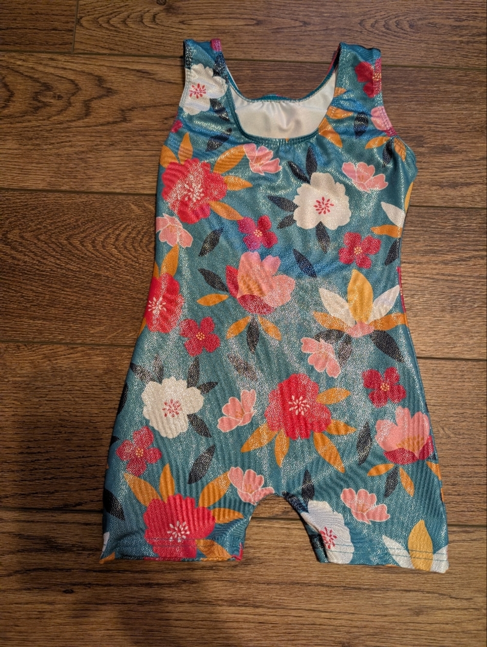 $ 💥3/$24 Teal Floral‎ Metallic Leotard - Picture 4 of 4